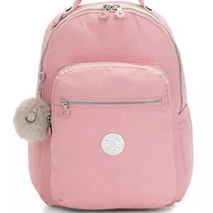 Stylish Pink Backpack with Pom Pom Seoul Large 15” Laptop Backpack